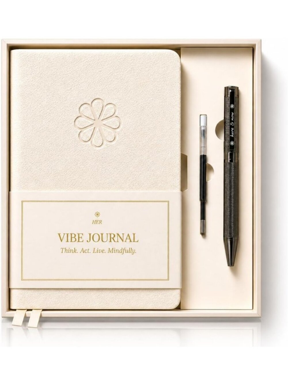 Mindfulness Guided Journal & Brass Pen Set for Women | 13-Week Self-Care Planner